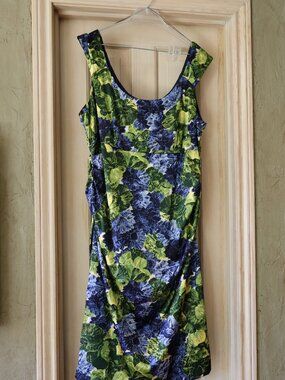 EUC London Times Woman Blue Green Cocktail Dress Size 22W